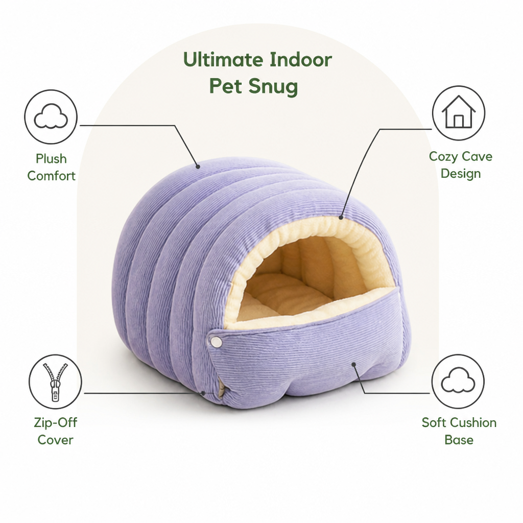 DogBedHouse Thick Plush & Detachable Cat Cave Bed