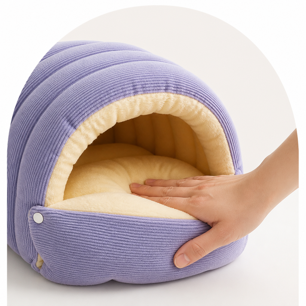 DogBedHouse Thick Plush & Detachable Cat Cave Bed