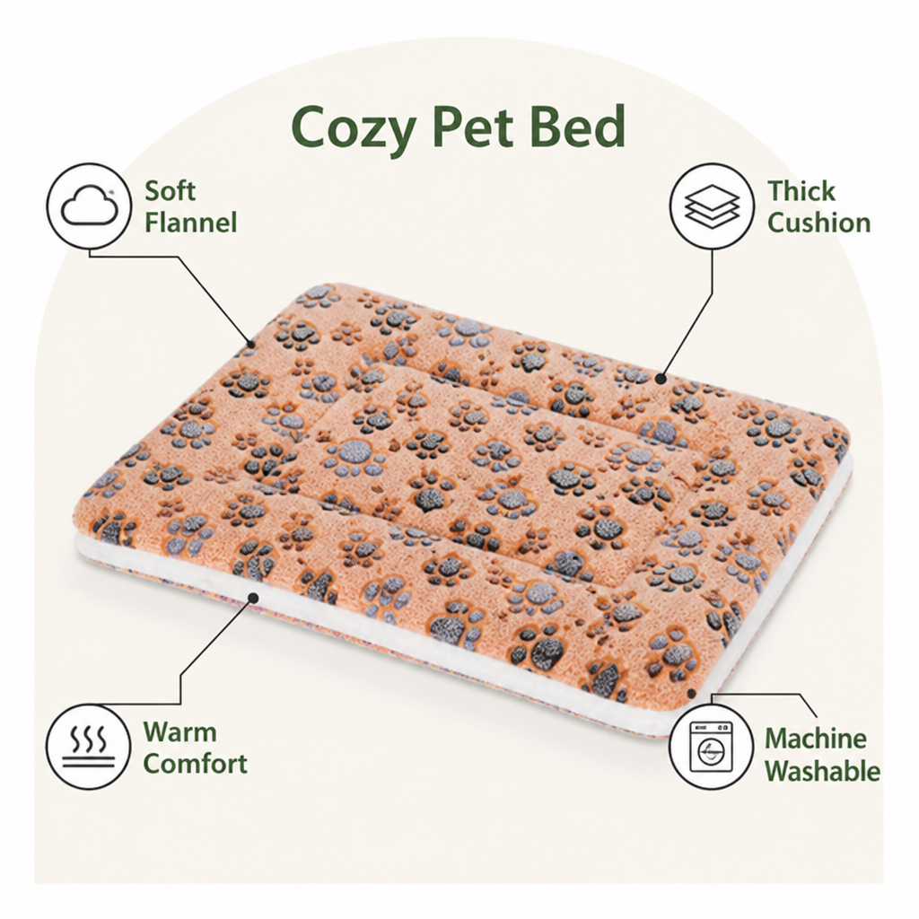DogBedHouse Thick Plush Flannel & Non-Slip Dog Bed