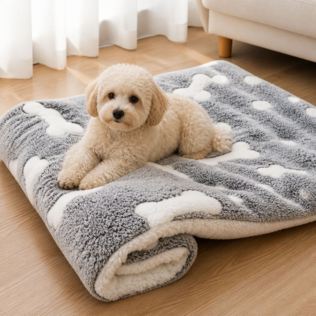 DogBedHouse Thick Plush Flannel & Non-Slip Dog Bed