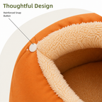 DogBedHouse Thickened Plush & Semi-Enclosed Pet Bed (Leather Base)