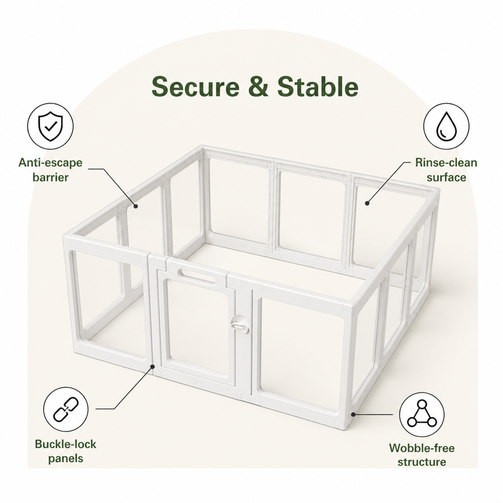 DogBedHouse Transparent Acrylic & Washable Dog Playpen (Buckle-Connect)