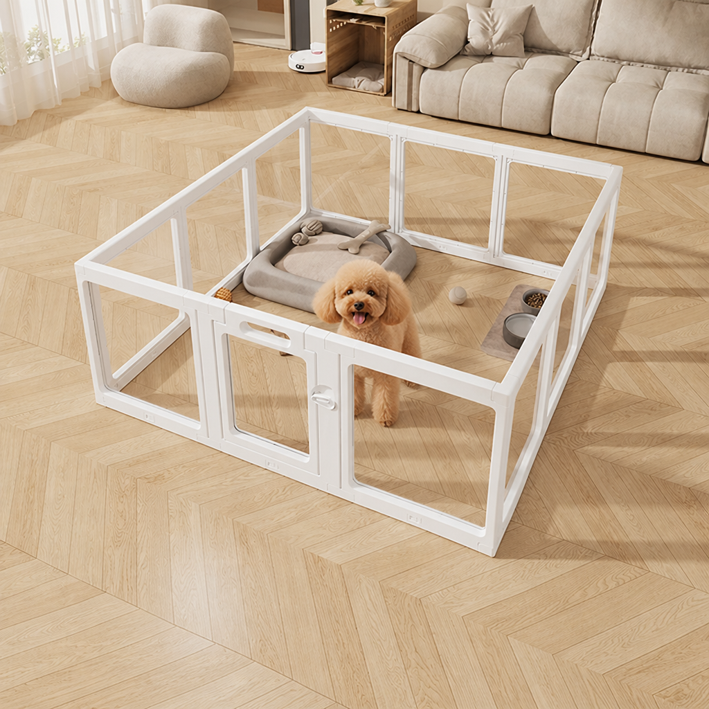 DogBedHouse Transparent Acrylic & Washable Dog Playpen (Buckle-Connect)