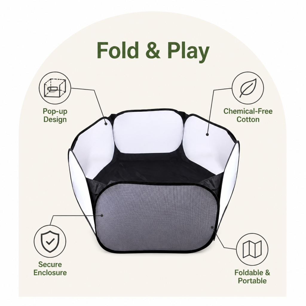 DogBedHouse Transparent Foldable Pet Playpen (Chemical-Free Cotton)