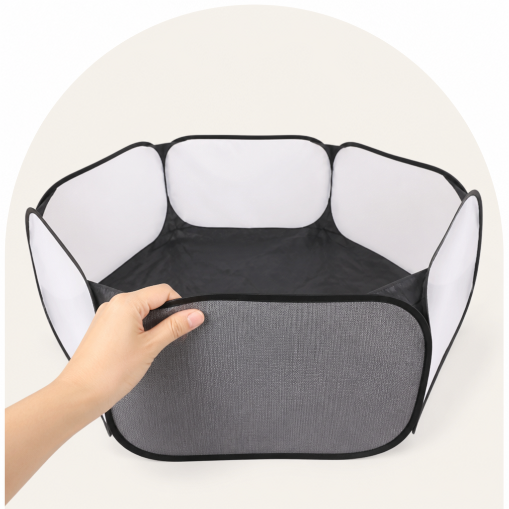 DogBedHouse Transparent Foldable Pet Playpen (Chemical-Free Cotton)