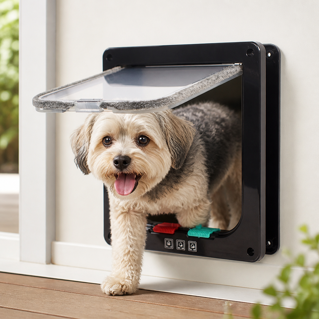 DogBedHouse Two-Way Locking Pet Door (Door & Wall Mount)