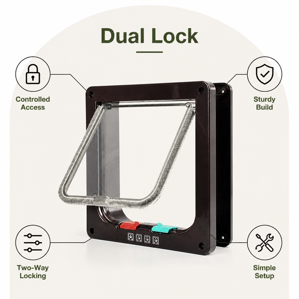 DogBedHouse Two-Way Locking Pet Door (Door & Wall Mount)
