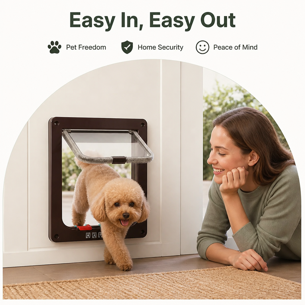 DogBedHouse Two-Way Locking Pet Door (Door & Wall Mount)