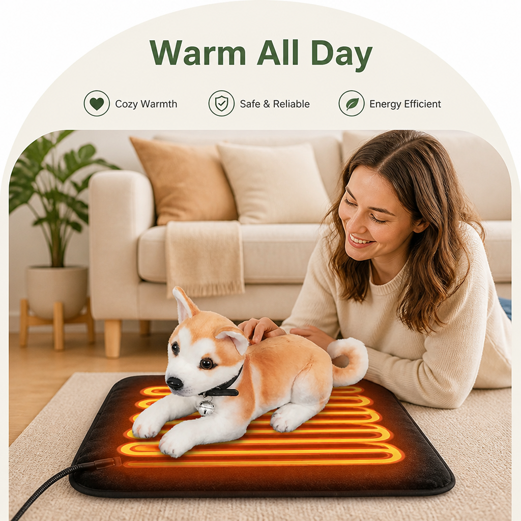 DogBedHouse USB Constant-Temp & Soft Fleece Heated Pet Pad