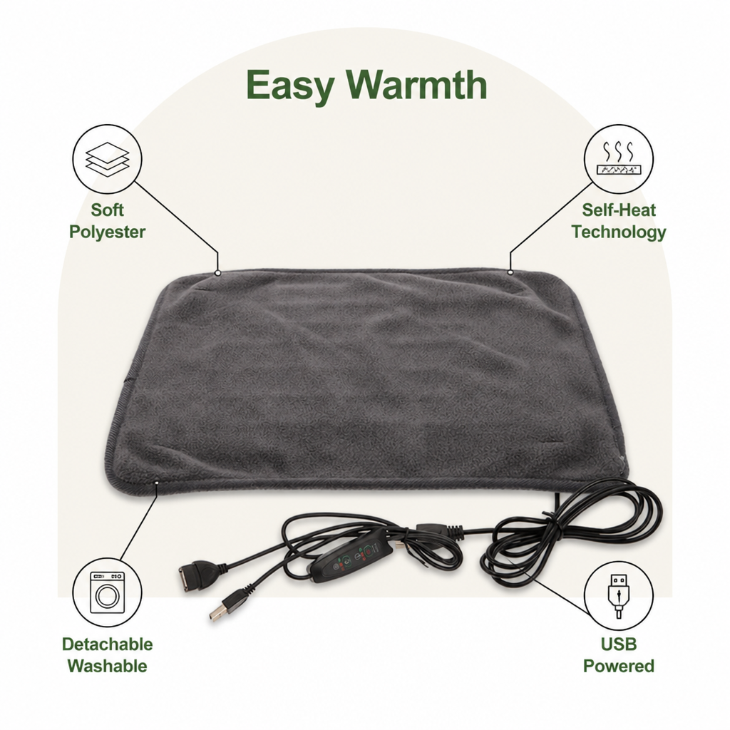 DogBedHouse USB Heated & Washable Pet Pad (Detachable Heating Insert)