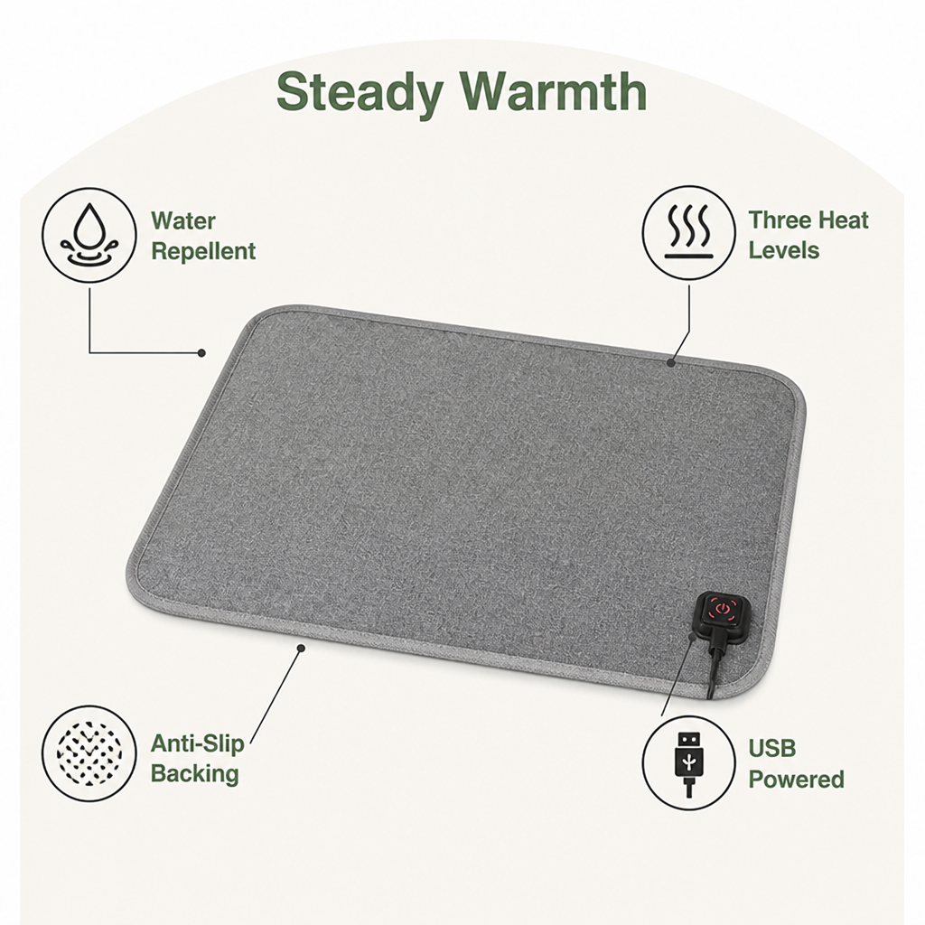 DogBedHouse USB-Powered Waterproof Non-Slip Heated Pet Pad