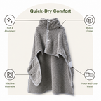 DogBedHouse Ultra-Absorbent Quick-Dry Dog Bathrobe (Button Collar & Hook-and-Loop Waist)