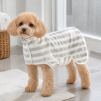 DogBedHouse Ultra-Absorbent Quick-Dry Dog Bathrobe (Button Collar & Hook-and-Loop Waist)