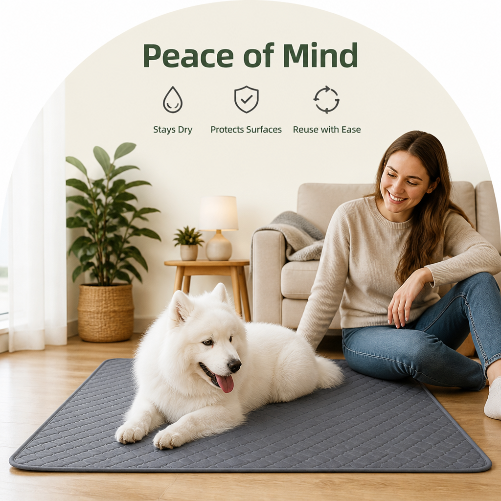 DogBedHouse Ultra Absorbent Quilted Pet Mat (Non-Slip Backing)