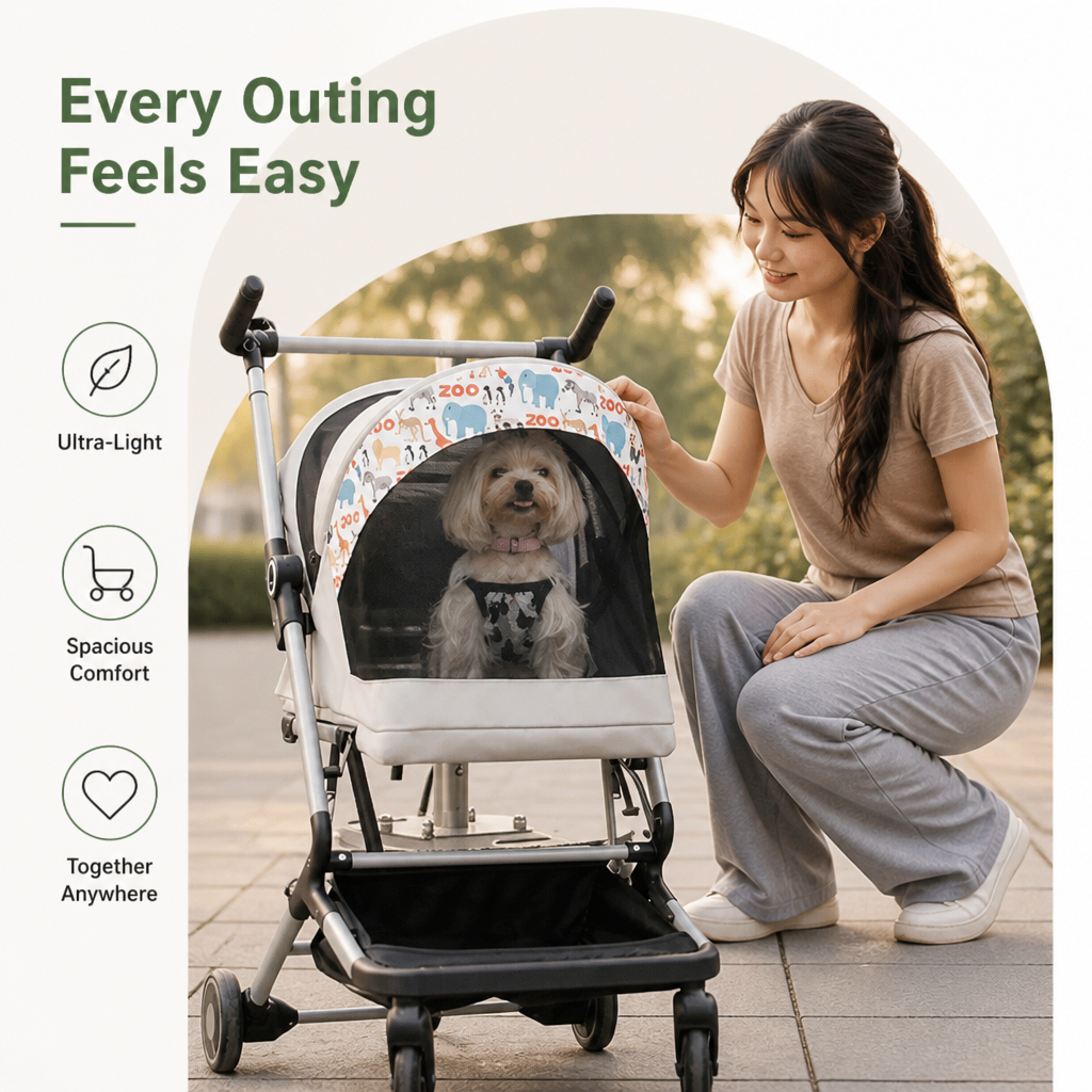 DogBedHouse Ultra-Light & Foldable Pet Stroller (Two-Pet Capacity)
