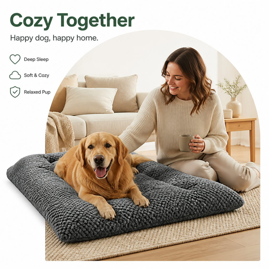 DogBedHouse Ultra-Soft Plush Bolster Dog Crate Pad