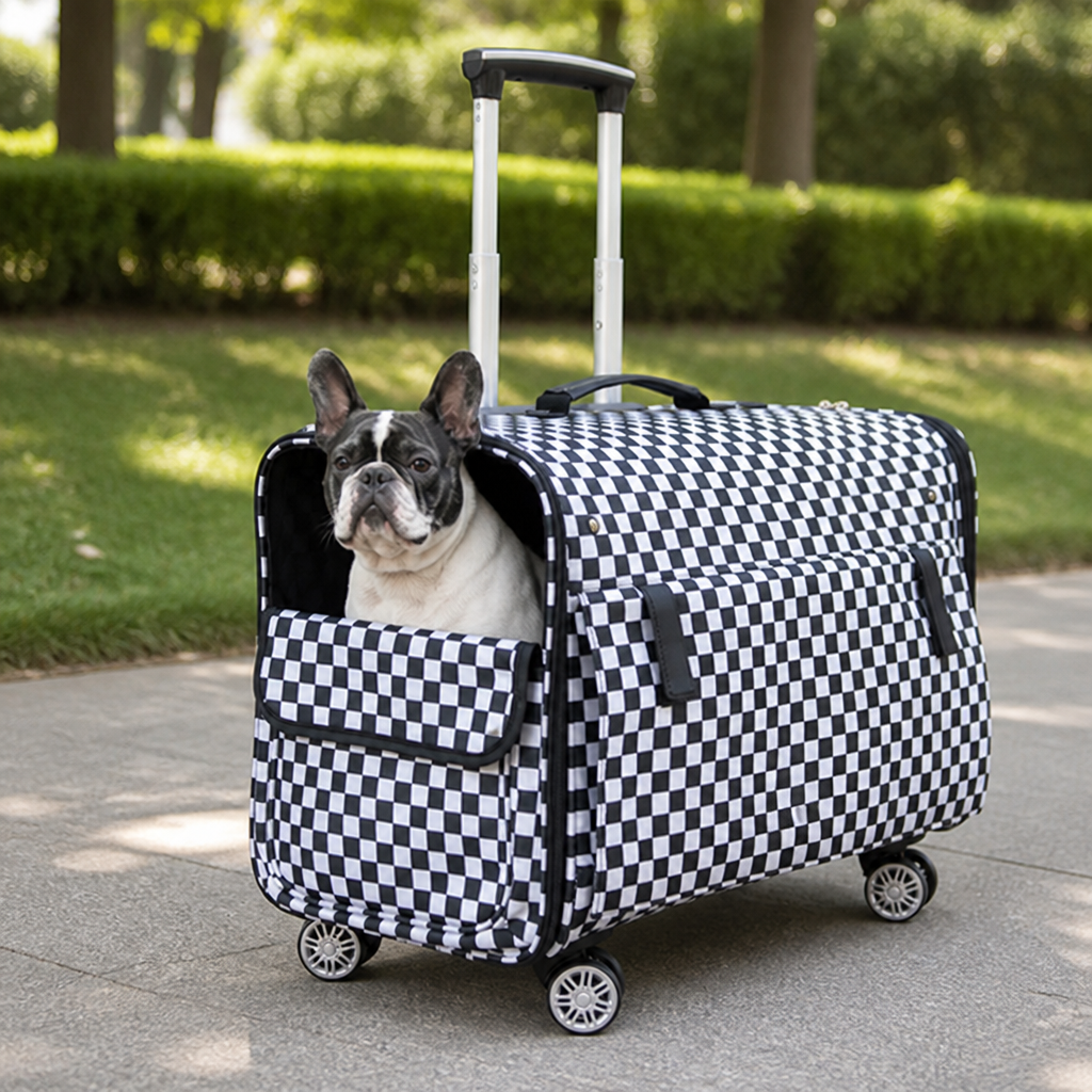 DogBedHouse Universal Wheels & Oxford Fabric Pet Stroller (33 lb Capacity)