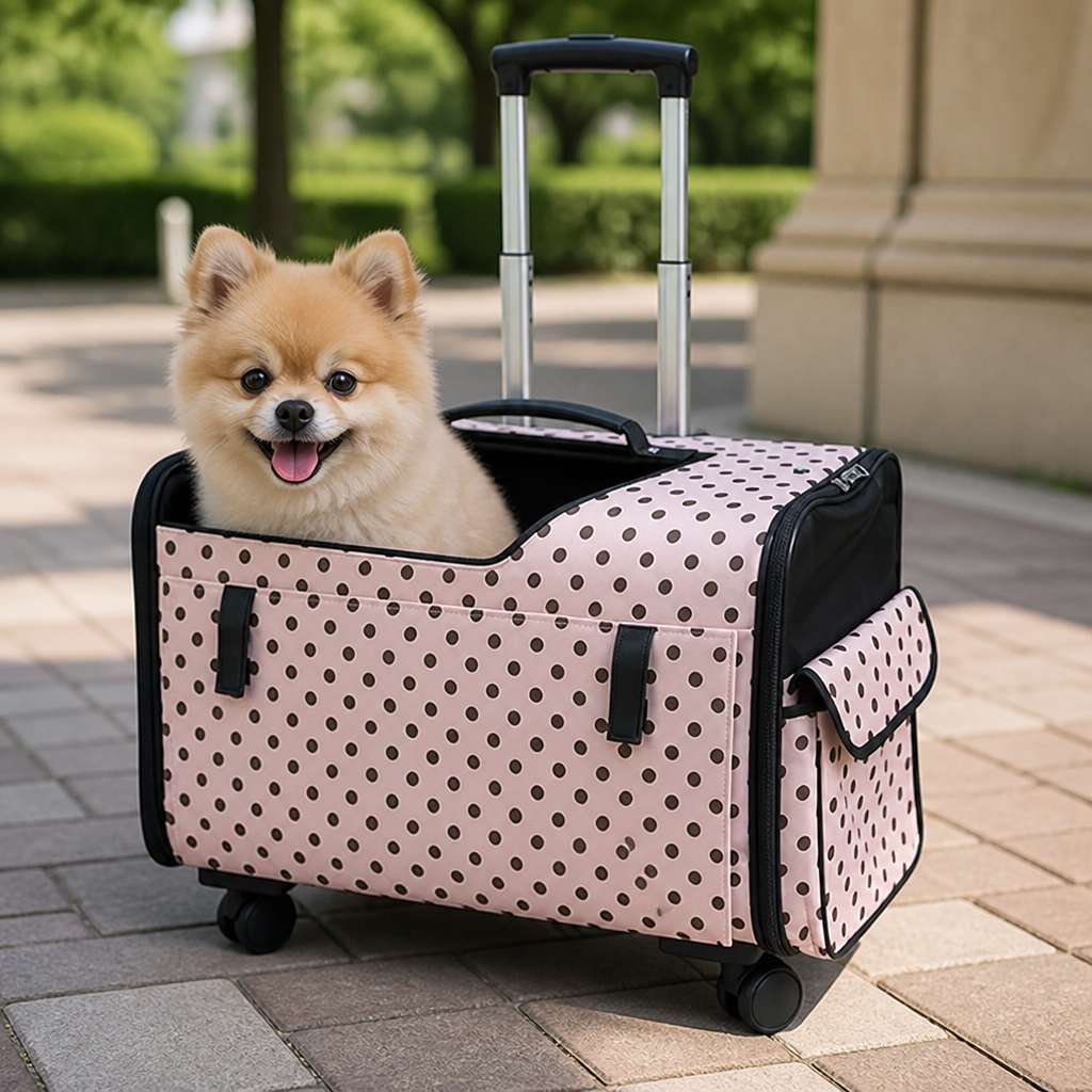 DogBedHouse Universal Wheels & Oxford Fabric Pet Stroller (33 lb Capacity)