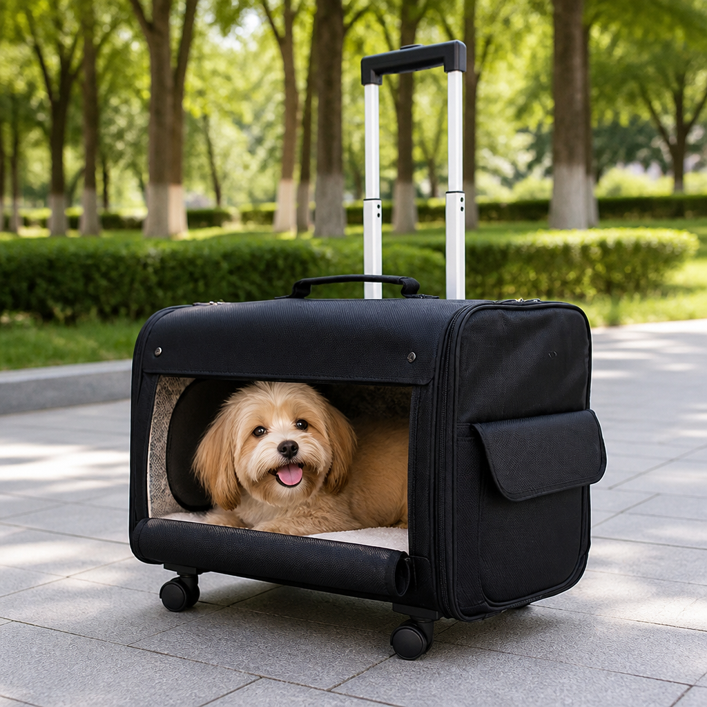 DogBedHouse Universal Wheels & Oxford Fabric Pet Stroller (33 lb Capacity)