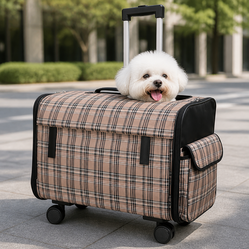 DogBedHouse Universal Wheels & Oxford Fabric Pet Stroller (33 lb Capacity)