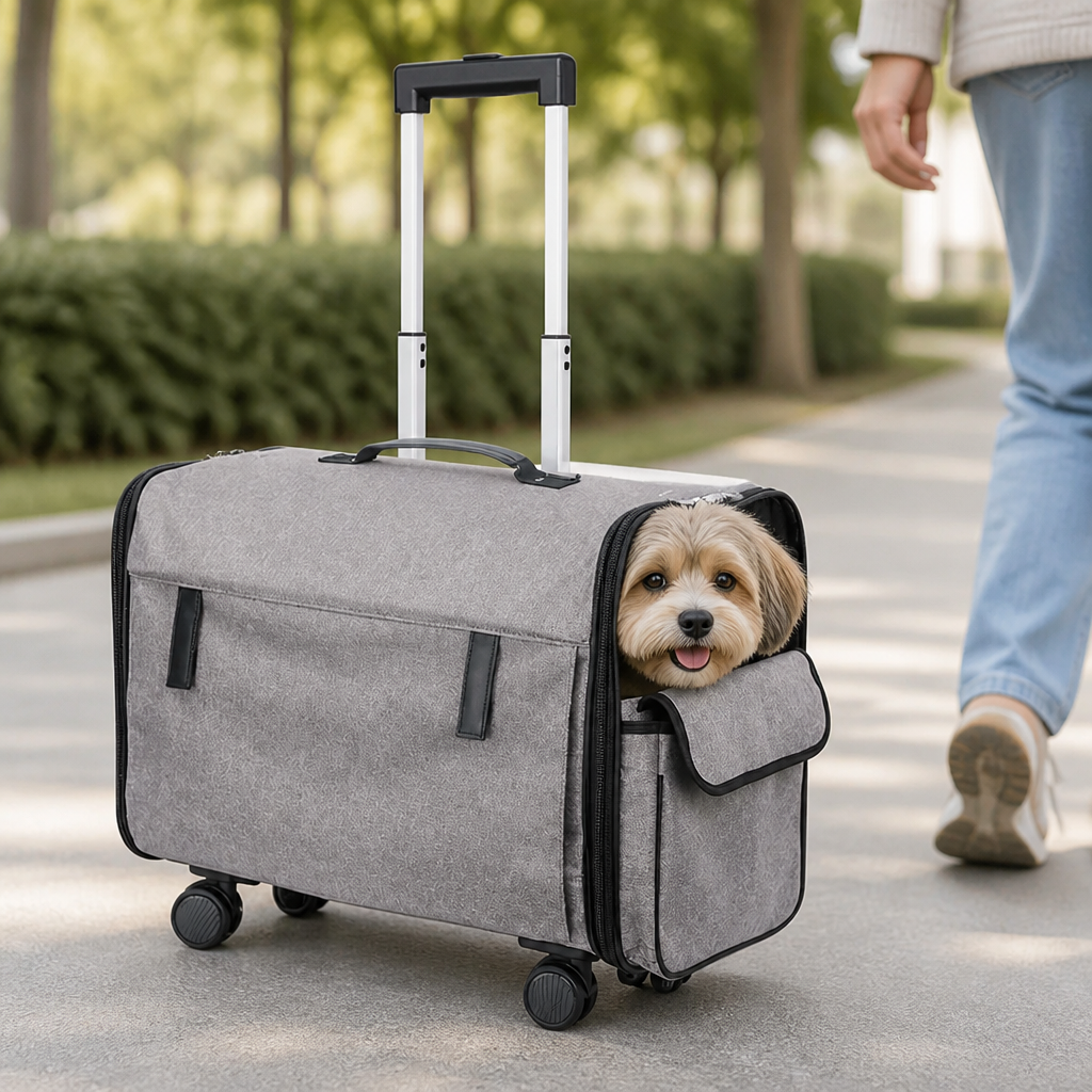 DogBedHouse Universal Wheels & Oxford Fabric Pet Stroller (33 lb Capacity)