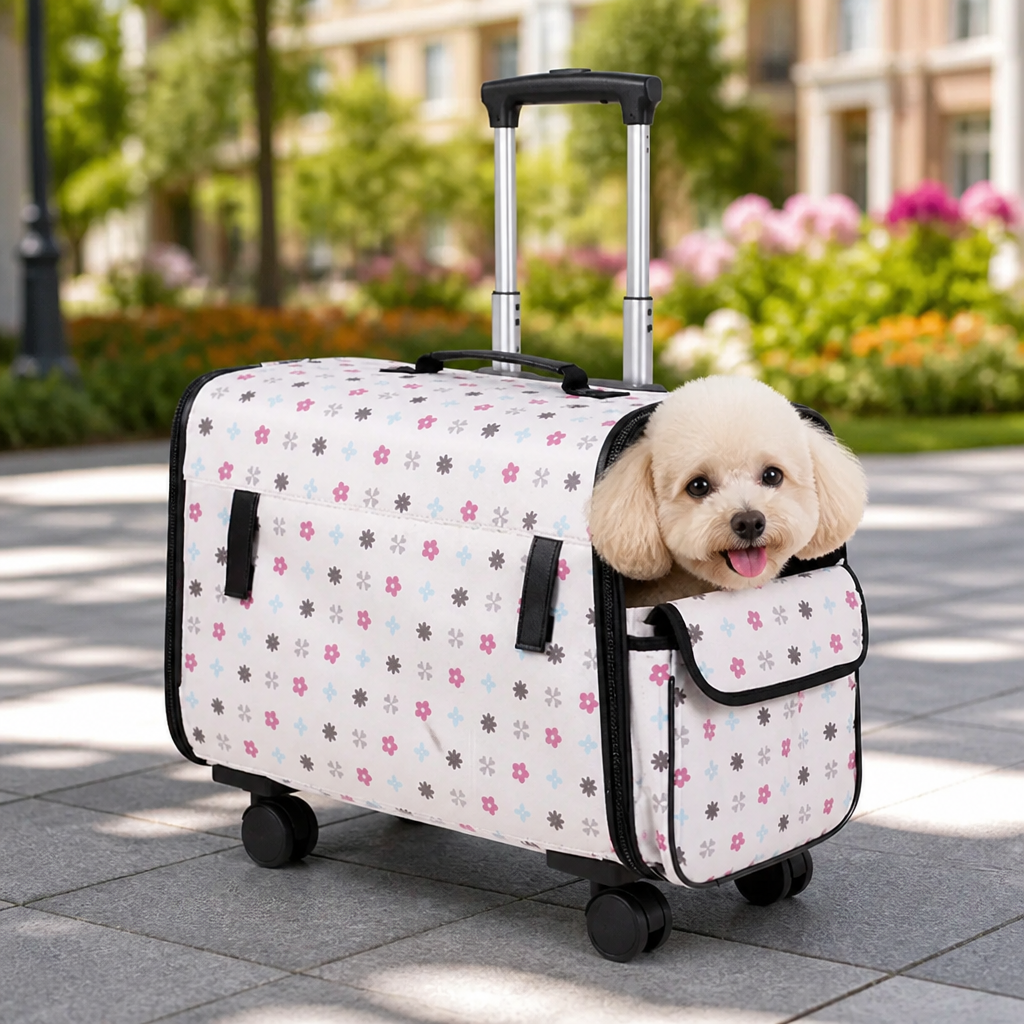 DogBedHouse Universal Wheels & Oxford Fabric Pet Stroller (33 lb Capacity)