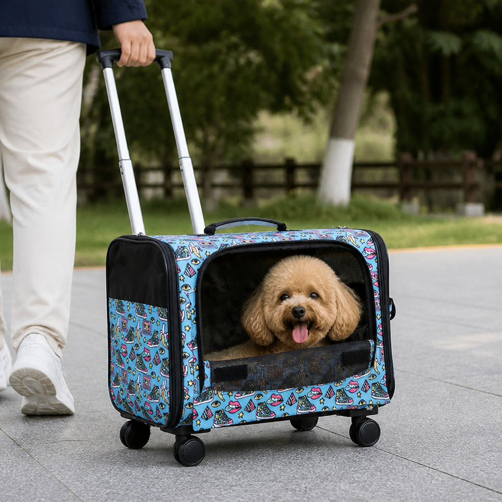 DogBedHouse Universal Wheels & Oxford Fabric Pet Stroller (33 lb Capacity)