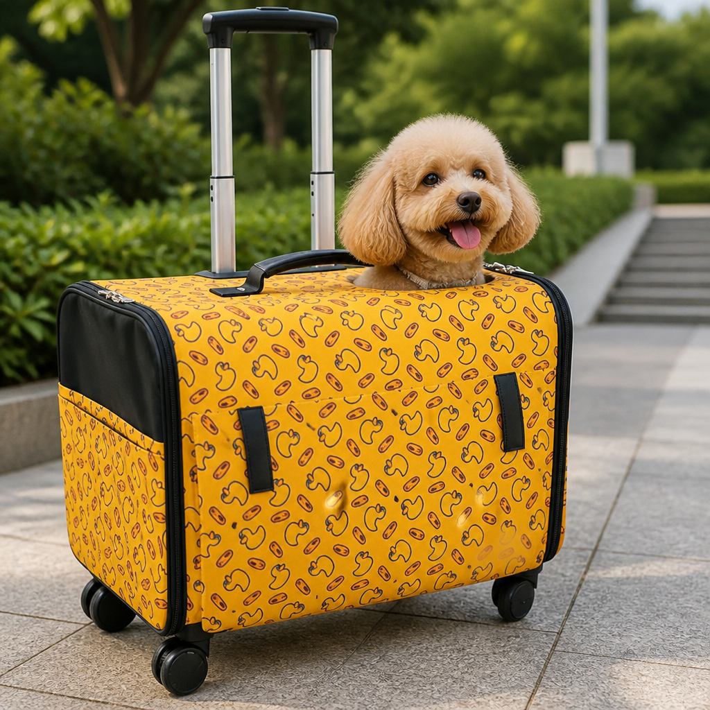 DogBedHouse Universal Wheels & Oxford Fabric Pet Stroller (33 lb Capacity)