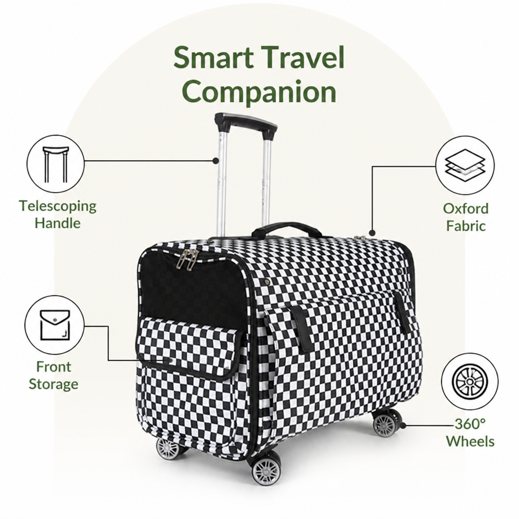 DogBedHouse Universal Wheels & Oxford Fabric Pet Stroller (33 lb Capacity)
