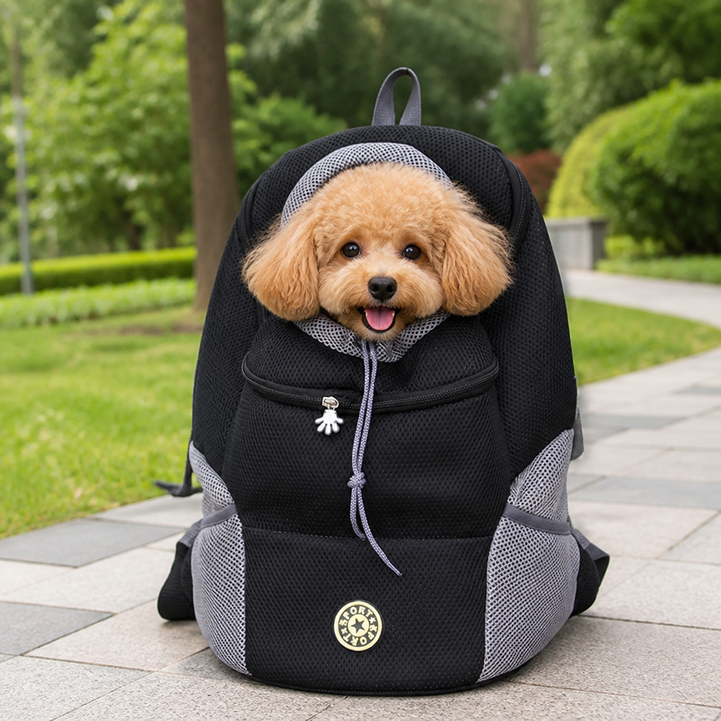 DogBedHouse Ventilated Mesh & Harness-Like Zipper Pet Backpack