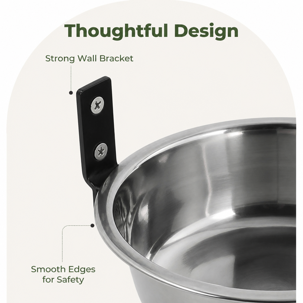 DogBedHouse Wall-Mounted Elevated Stainless Steel Pet Bowl