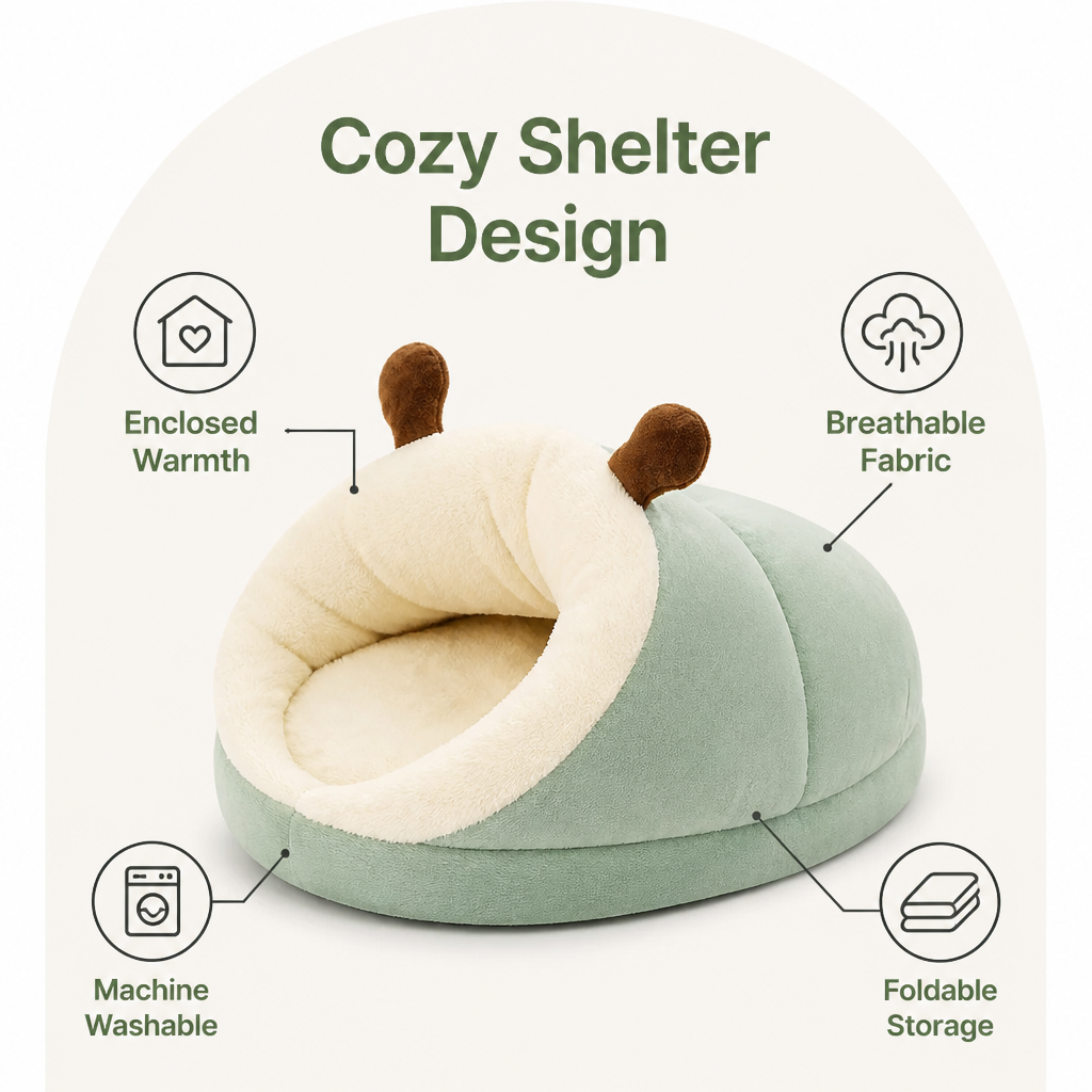 DogBedHouse Warm Breathable Enclosed Small Pet Bed (Foldable)