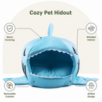 DogBedHouse Warm & Breathable Shark Pet House (Detachable Washable Cushion)