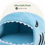 DogBedHouse Warm & Breathable Shark Pet House (Detachable Washable Cushion)