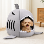 DogBedHouse Warm & Breathable Shark Pet House (Detachable Washable Cushion)