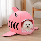 DogBedHouse Warm & Breathable Shark Pet House (Detachable Washable Cushion)