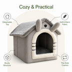 DogBedHouse Warm Flannelette & Arctic Velvet Dog House (Removable Cushion)