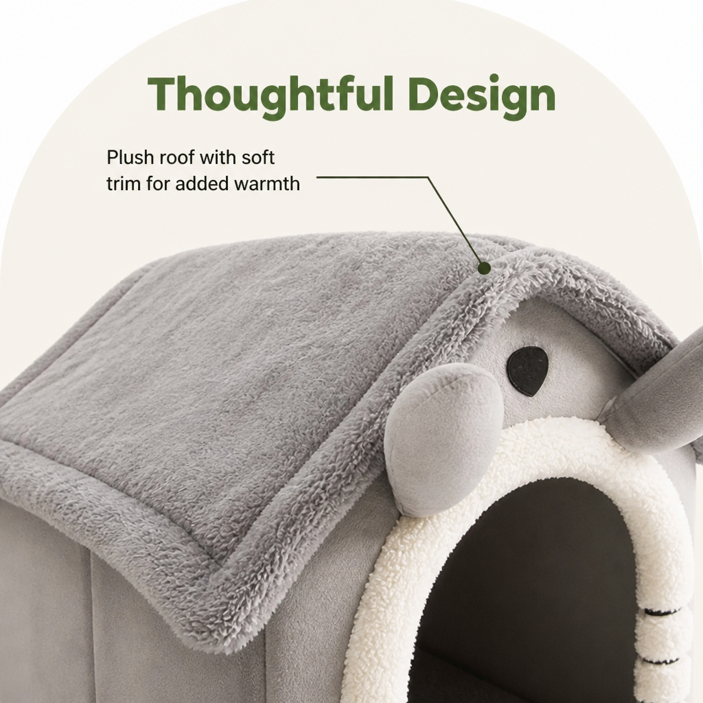 DogBedHouse Warm Flannelette & Arctic Velvet Dog House (Removable Cushion)