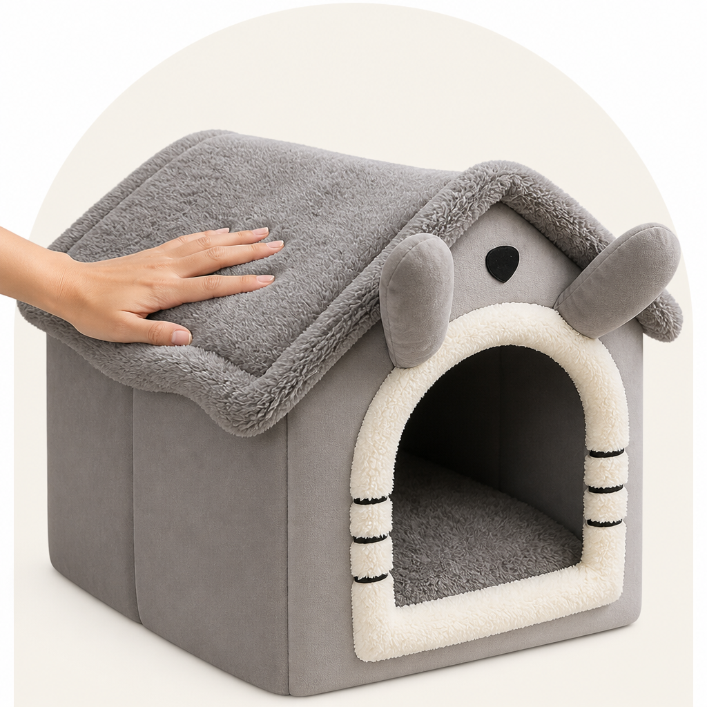 DogBedHouse Warm Flannelette & Arctic Velvet Dog House (Removable Cushion)