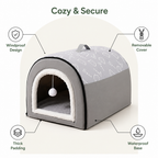 DogBedHouse Warm Hooded & Waterproof Non-Slip Dog Bed (Removable Cover)