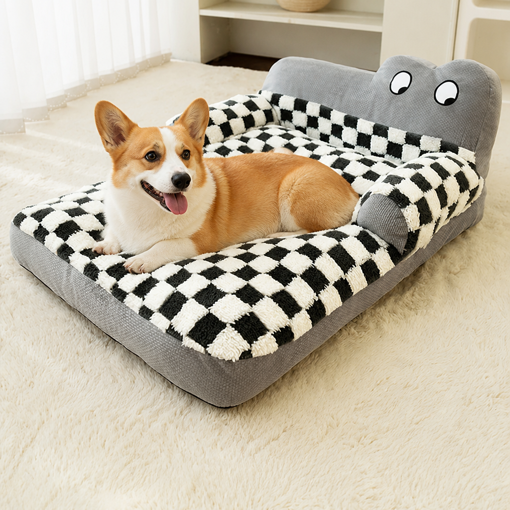 DogBedHouse Warm Plush Bolster Dog Bed