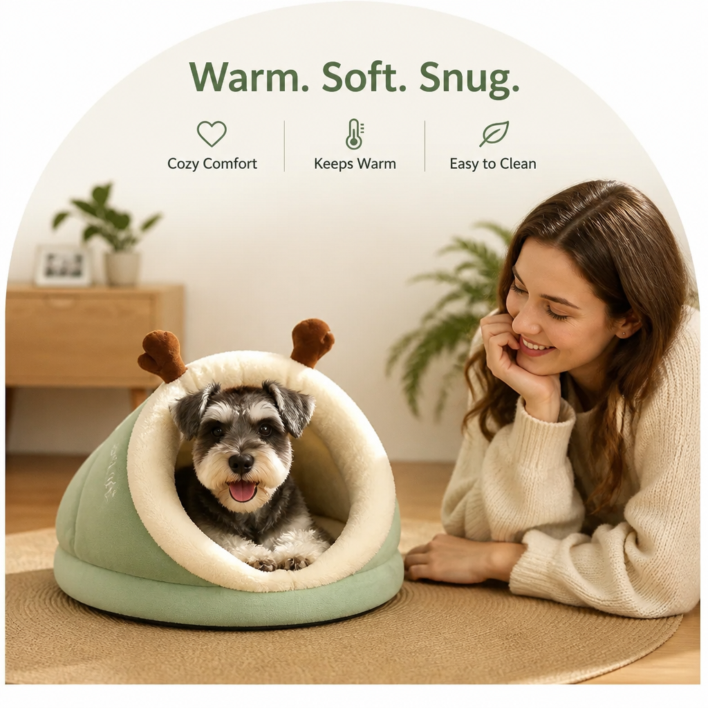 DogBedHouse Warm Plush & Easy-Care Bolster Bed