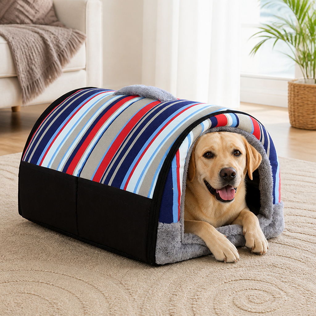 DogBedHouse Warm & Washable Plush Cave Dog Bed
