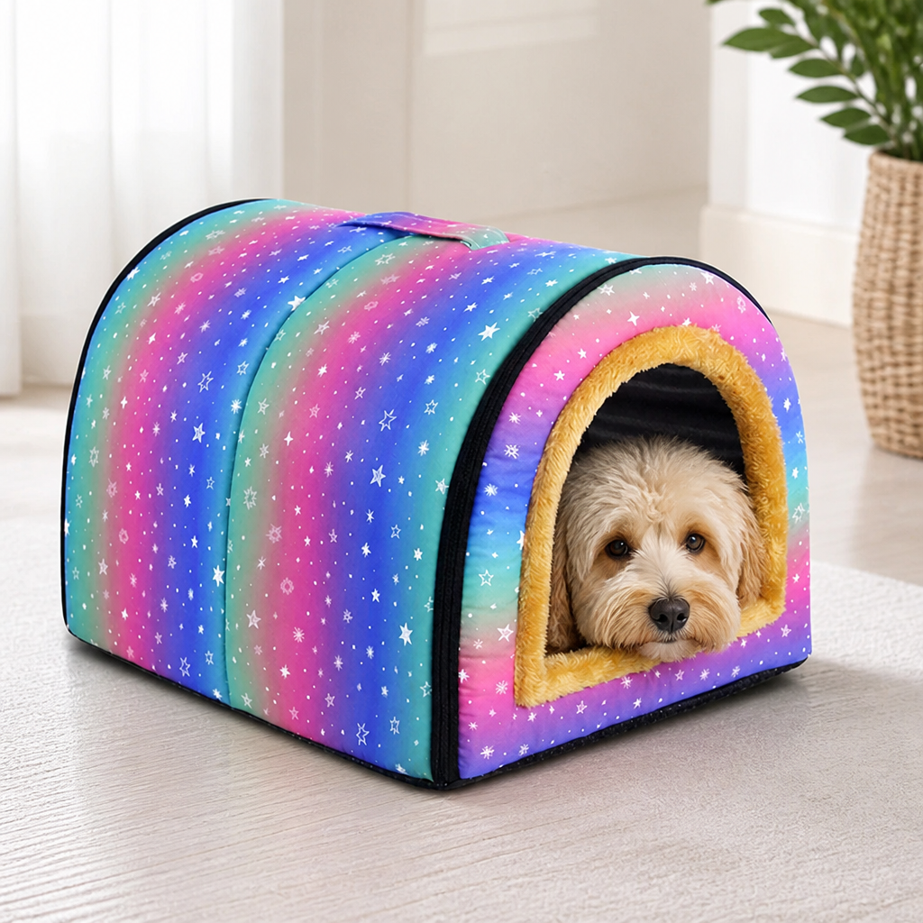 DogBedHouse Warm & Washable Plush Cave Dog Bed