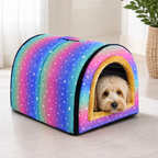 DogBedHouse Warm & Washable Plush Cave Dog Bed