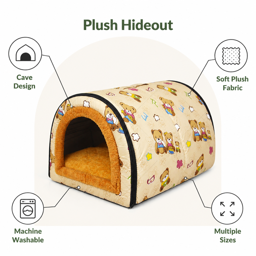 DogBedHouse Warm & Washable Plush Cave Dog Bed