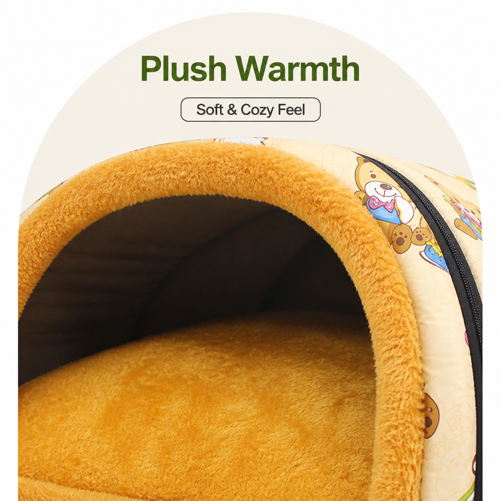 DogBedHouse Warm & Washable Plush Cave Dog Bed