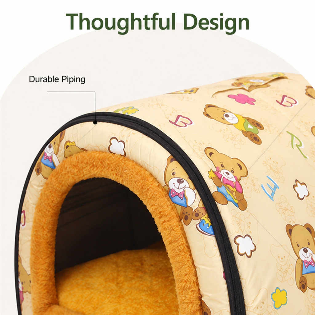 DogBedHouse Warm & Washable Plush Cave Dog Bed