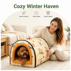 DogBedHouse Warm & Washable Plush Cave Dog Bed