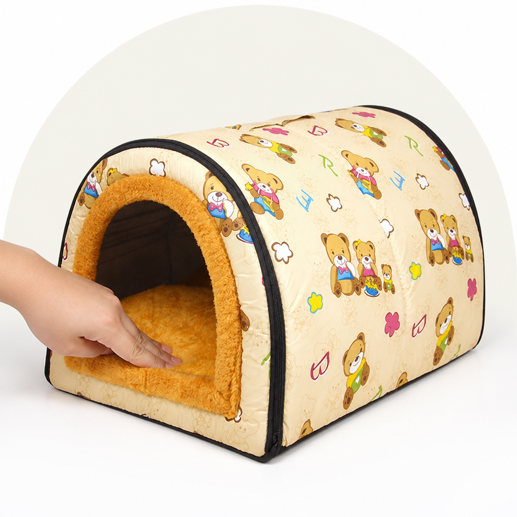 DogBedHouse Warm & Washable Plush Cave Dog Bed